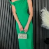 FP & CO Fitted Dresses | Going Out Dresses^Claudia Green Off Shoulder Tie Detail Midi Dress