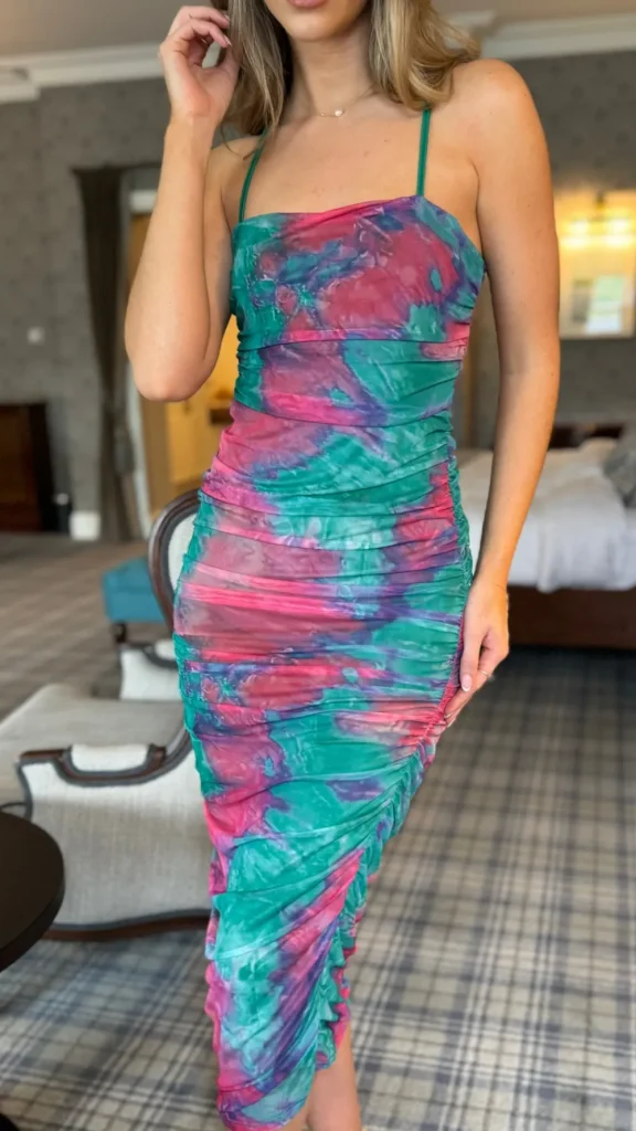 PARIS FASHION SHOPS Going Out Dresses | Occasion Dresses^Cliona Green & Purple Printed Cami Strap Midi Dress