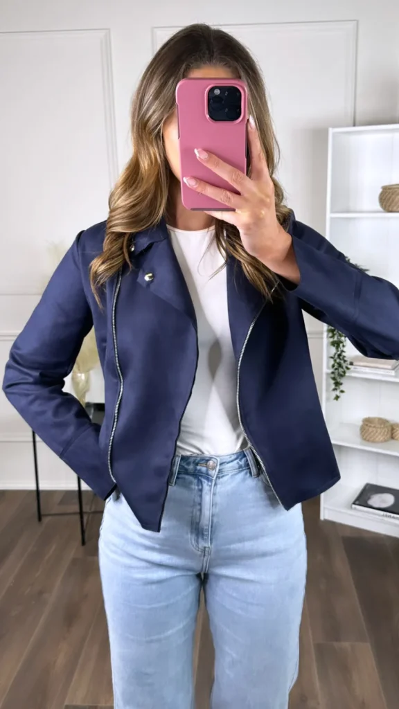 ESTEE BROWN Coats & Jackets^Cora Navy Suede Finish Collared Jacket