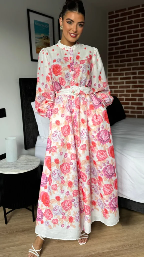 TIMELY Going Out Dresses | Occasion Dresses^Coraline Red & Purple Floral Printed Belted Midi Dress