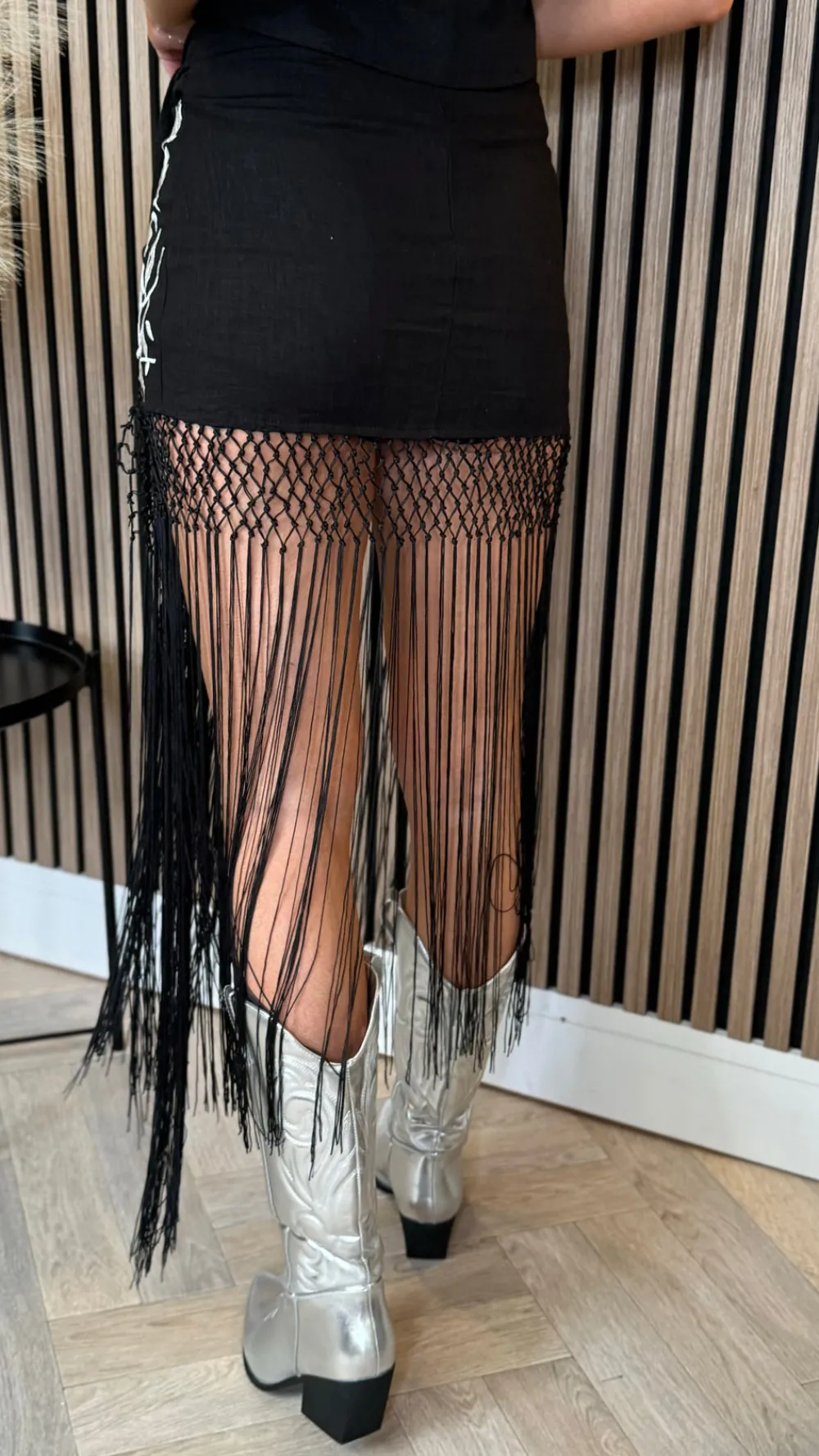 cordelia_black_amp_white__3.webp LILY ROSE BY FJ Skirts & Shorts^Cordelia Black & White Printed Fringed Midi Skirt