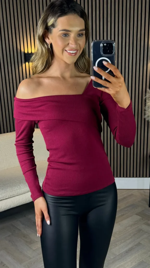 ESTEE BROWN Tops^Corley Burgundy One Shoulder Fitted Top