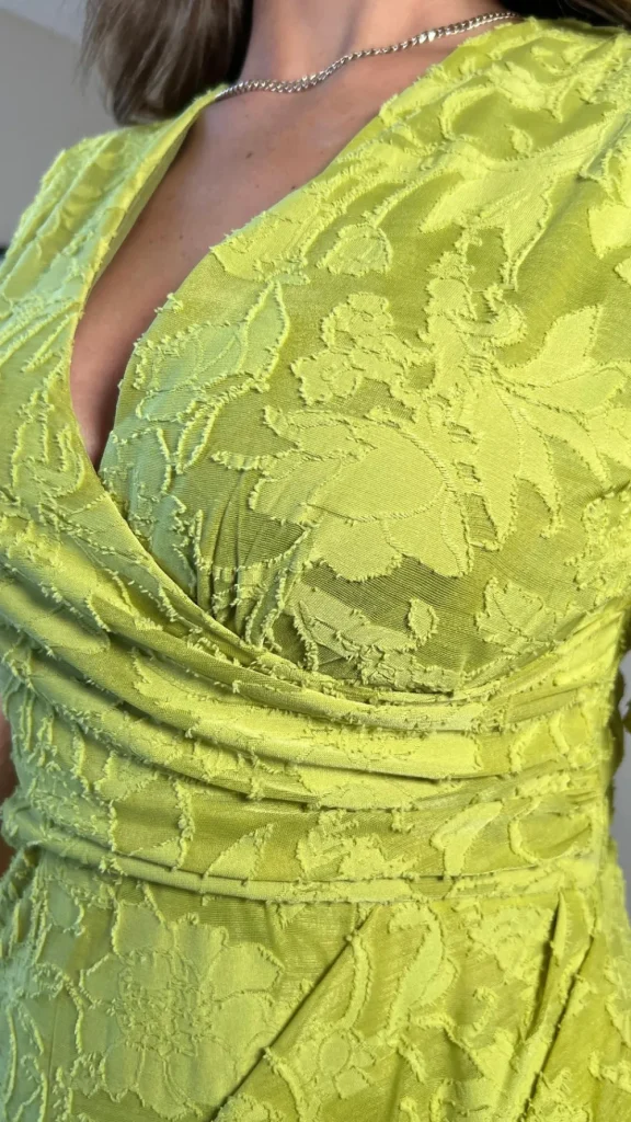 GIRL IN MIND Going Out Dresses | Occasion Dresses^Cyprian Lime Green Angel Sleeve Wrap Midi Dress