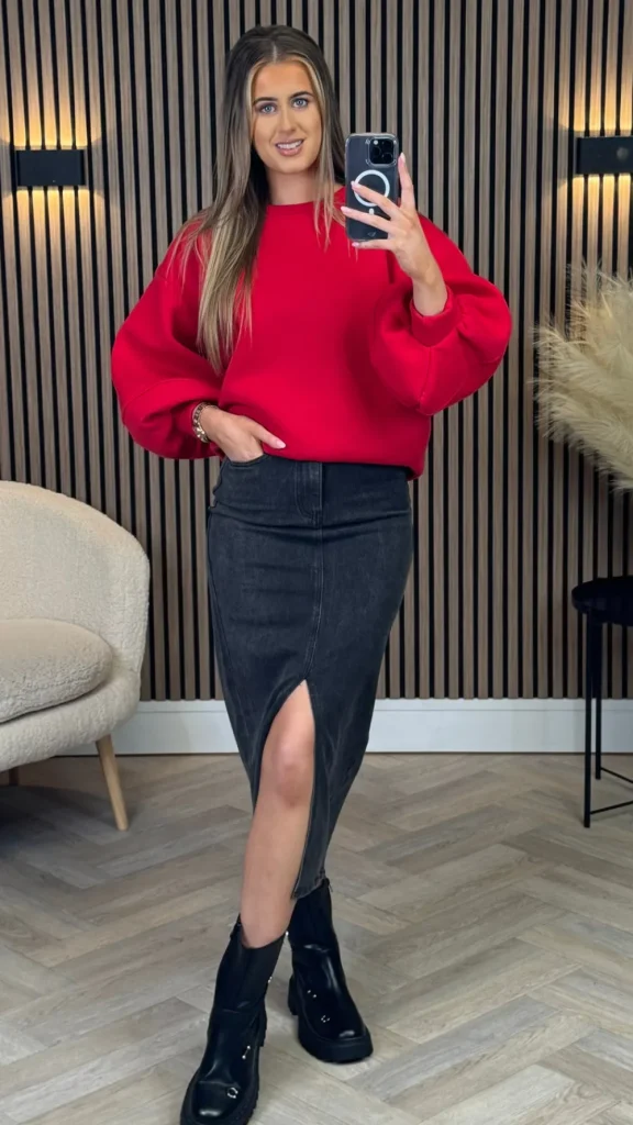 REDIAL Skirts & Shorts^Dallas Black Denim Skirt