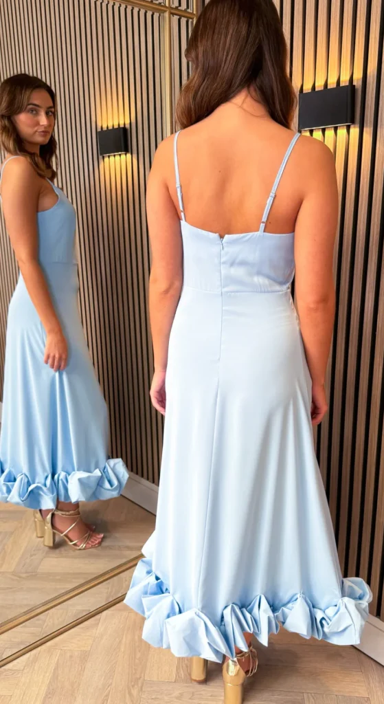 SAS MW STUDIO Going Out Dresses | Occasion Dresses^Danica Baby Blue Cami Strap Skirt Detail Midi Dress