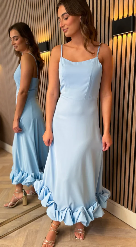 SAS MW STUDIO Going Out Dresses | Occasion Dresses^Danica Baby Blue Cami Strap Skirt Detail Midi Dress