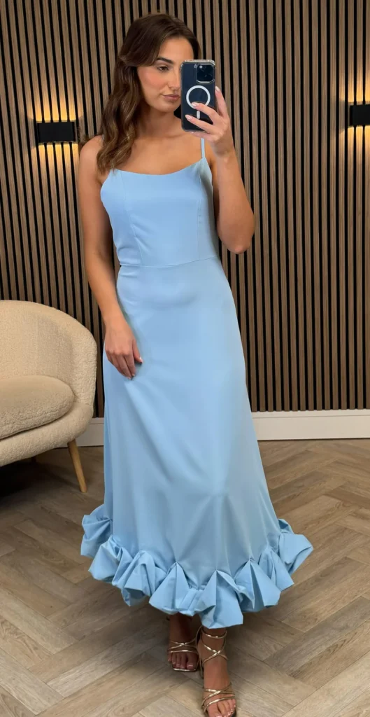 SAS MW STUDIO Going Out Dresses | Occasion Dresses^Danica Baby Blue Cami Strap Skirt Detail Midi Dress