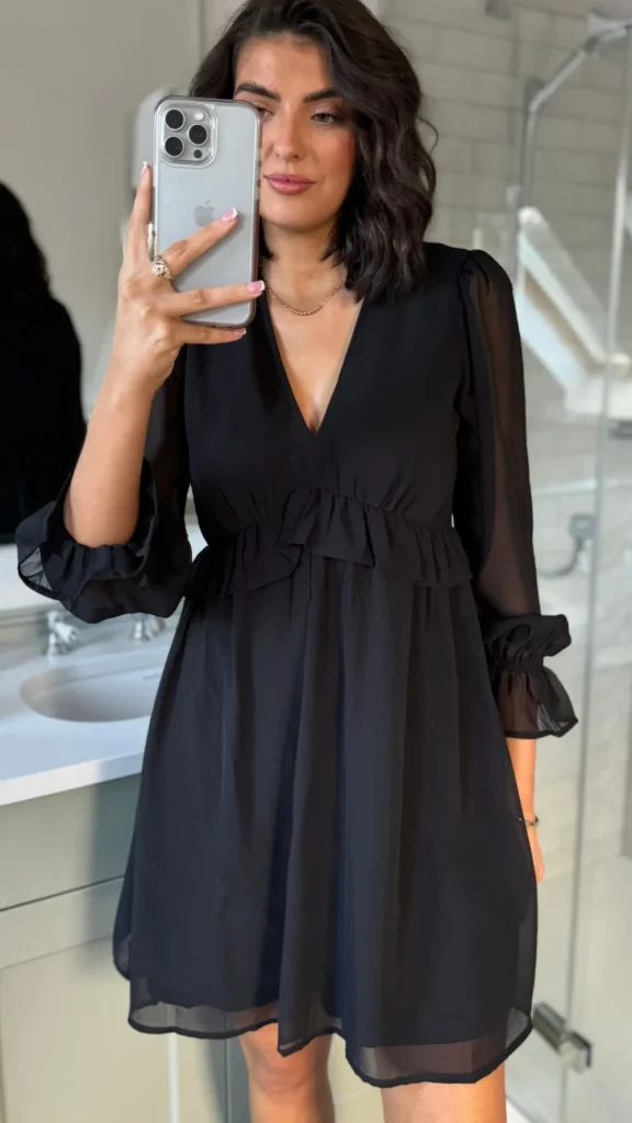 INFLUENCE Going Out Dresses | Mini Dresses^Daniela Black Chiffon Smock Mini Dress