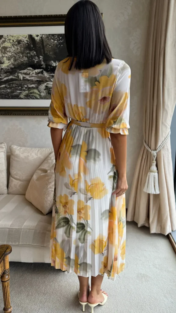 ELLE STYLE Going Out Dresses | Occasion Dresses^Daniela Lemon & Green Printed Belted Midi Dress