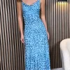 COPPEROSE Going Out Dresses | Midi Dresses^Danika Blue Animal Printed Cami Strap Midi Dress