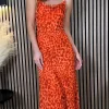 COPPEROSE Going Out Dresses | Occasion Dresses^Danika Orange Animal Printed Cami Strap Midi Dress