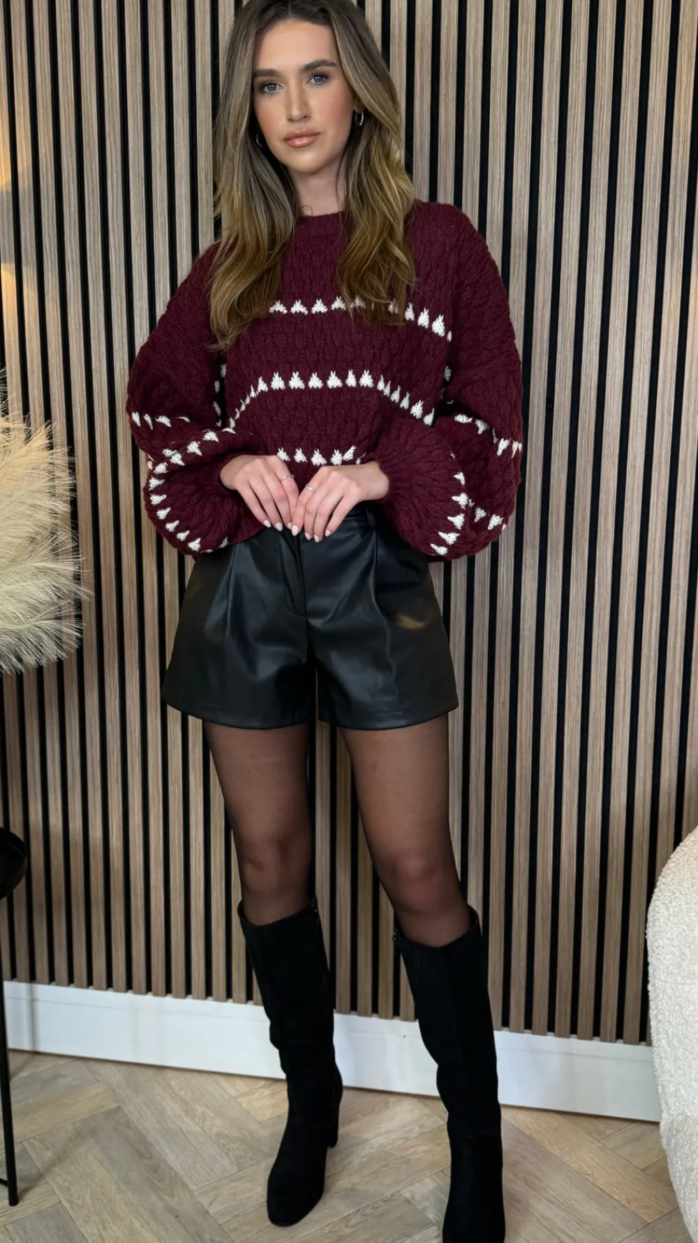 darian_burgundy_amp_ivory_4.webp COPPEROSE Knitwear^Darian Burgundy & Ivory Printed Jumper