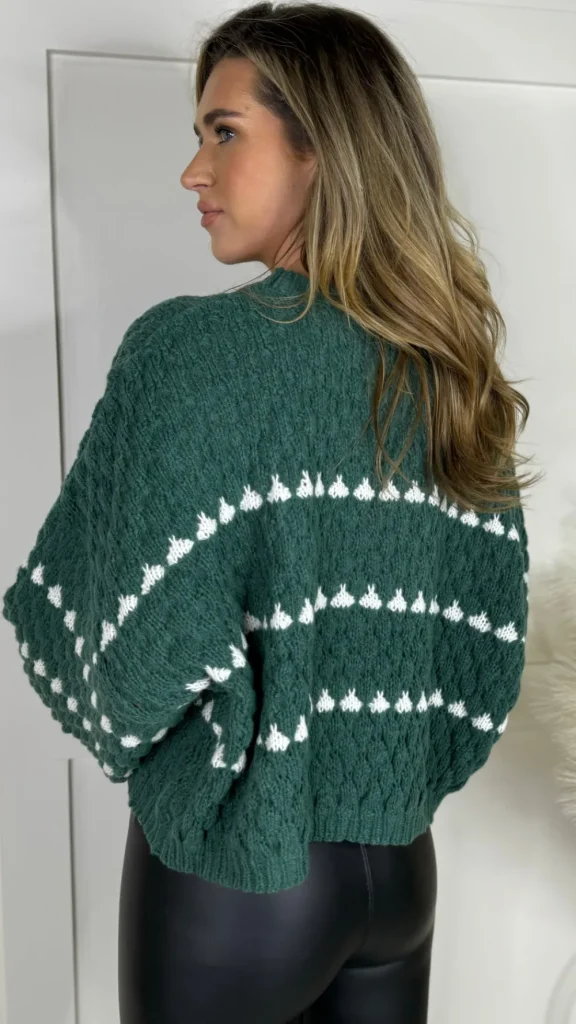 COPPEROSE Knitwear^Darian Green & Ivory Printed Jumper