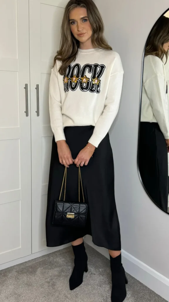 SO TWICE Knitwear^Darina Cream 'ROCK' Sequin Slogan Jumper