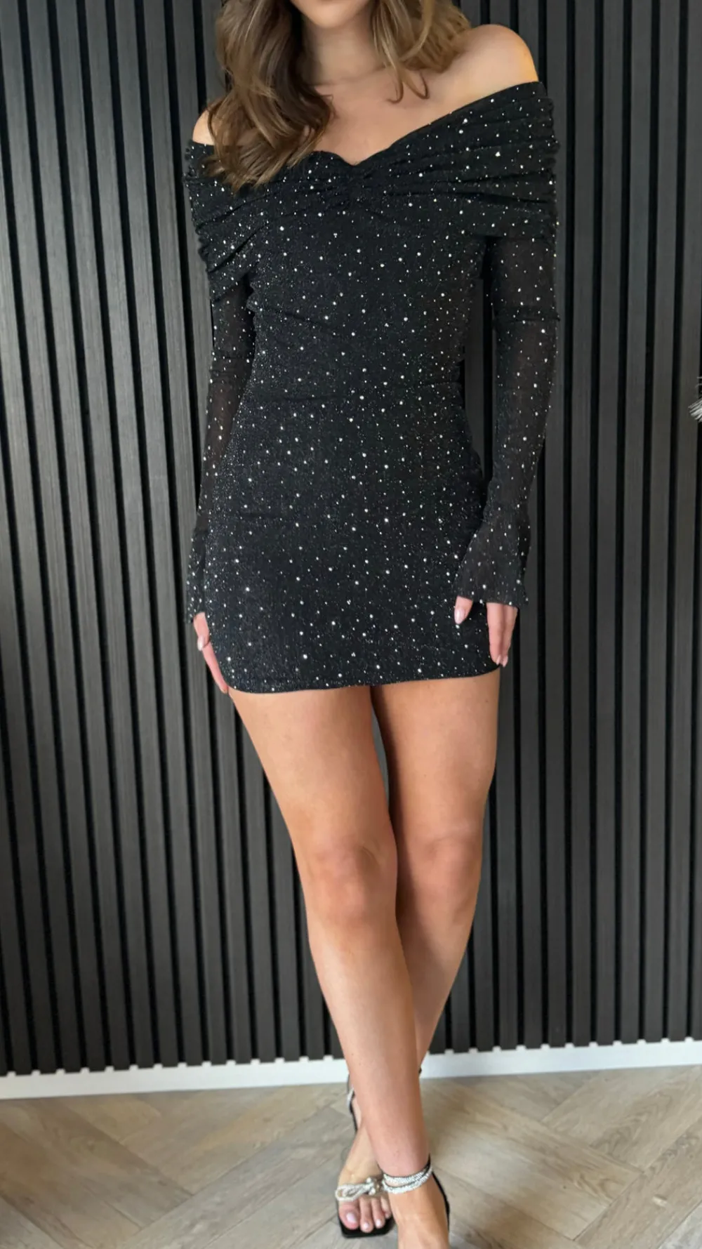 delia_black_embellished_b_0.webp VERA LUCY Going Out Dresses | Occasion Dresses^Delia Black Embellished Bandeau Mini Dress