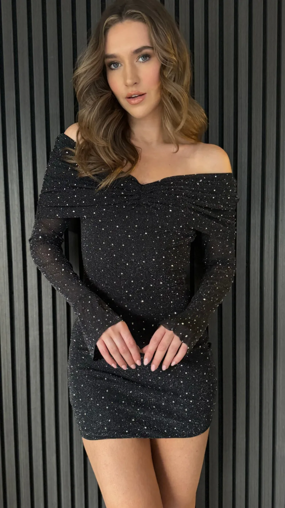 delia_black_embellished_b_2.webp VERA LUCY Going Out Dresses | Occasion Dresses^Delia Black Embellished Bandeau Mini Dress