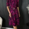 GIRL IN MIND Going Out Dresses | Occasion Dresses^Dervla Pink & Black Leopard Print Collared Midi Dress
