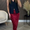 LORIANE Skirts & Shorts^Dervla Red Sequin Midi Skirt
