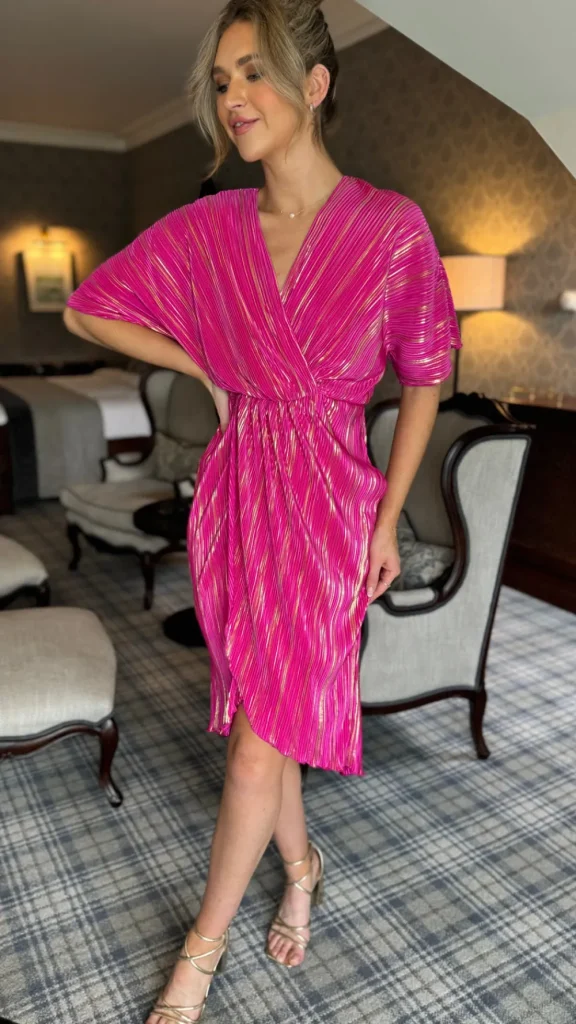 GIRL IN MIND Going Out Dresses | Midi Dresses^Dionne Hot Pink Wrap Detail Midi Dress