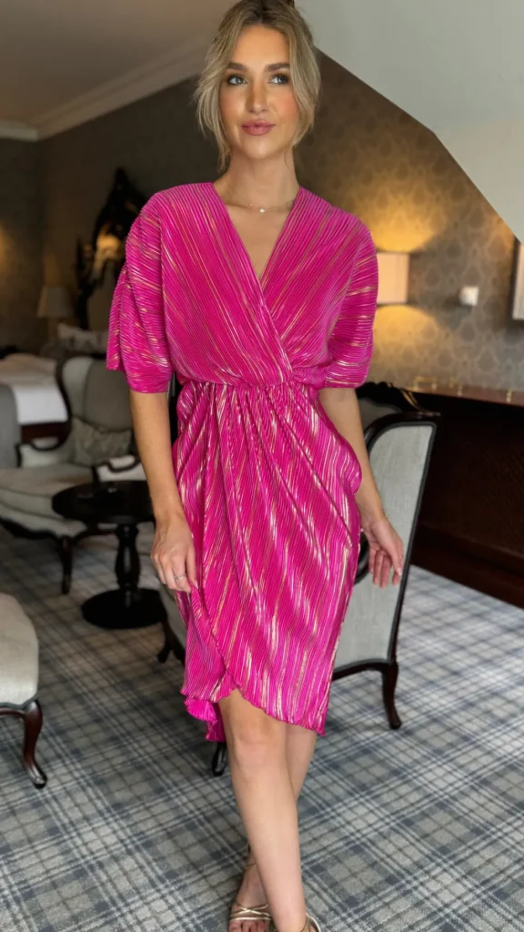 GIRL IN MIND Going Out Dresses | Midi Dresses^Dionne Hot Pink Wrap Detail Midi Dress