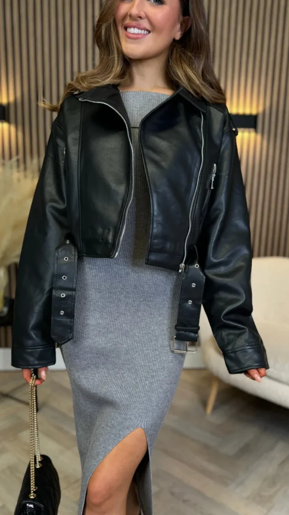 LILY ROSE BY FJ Coats & Jackets^Dixie Black Leather Biker Style Jacket