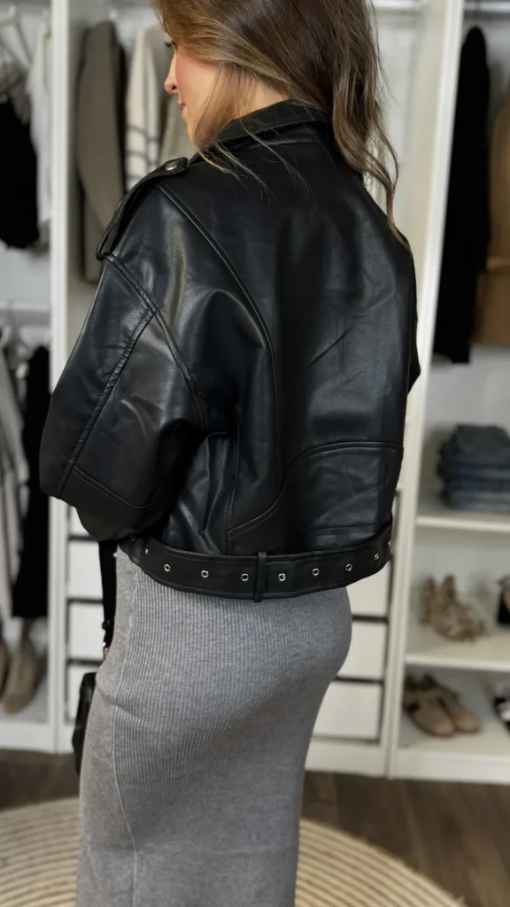 LILY ROSE BY FJ Coats & Jackets^Dixie Black Leather Biker Style Jacket