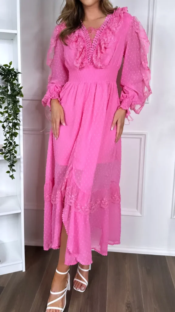 FLAM MODE Going Out Dresses | Occasion Dresses^Drea Pink Long Sleeve Midi Dress