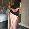 COPPEROSE Tops^Drew Black High Neck Asymmetrical Hem Top