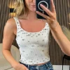 PARIS FASHION SHOPS Tops^Eabha White Diamante Detail Crop Top