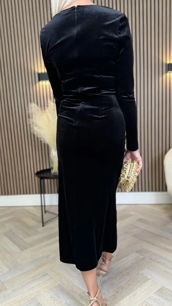 ATTENTIF Fitted Dresses | Going Out Dresses^Edina Black Wrap Effect Midi Dress