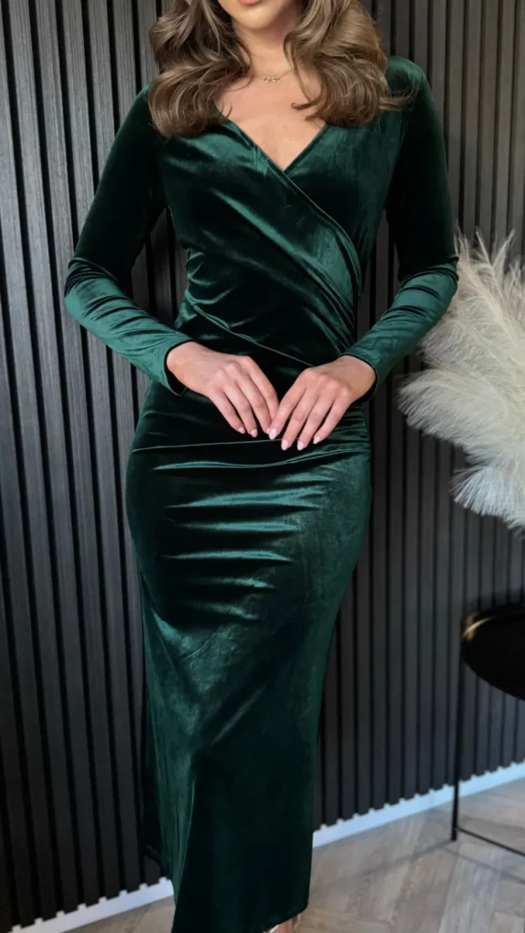 ATTENTIF Occasion Dresses | Midi Dresses^Edina Forest Green Wrap Effect Midi Dress