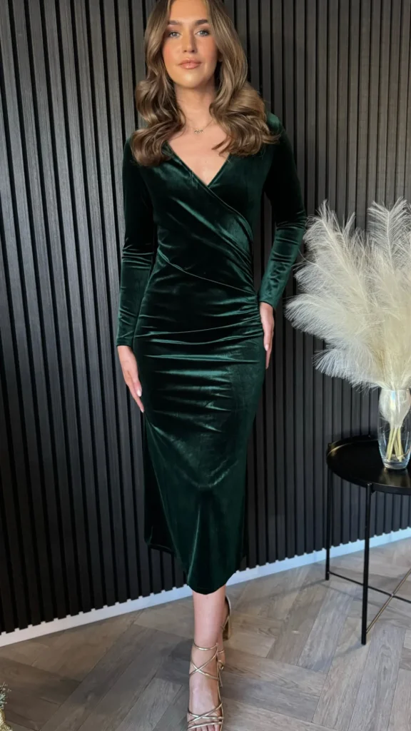ATTENTIF Occasion Dresses | Midi Dresses^Edina Forest Green Wrap Effect Midi Dress