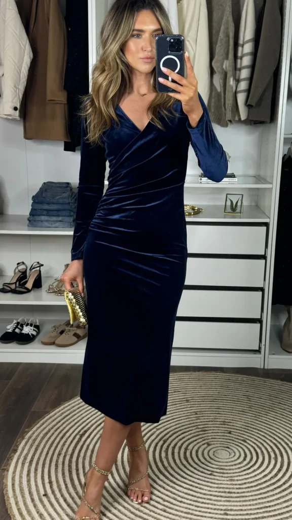 ATTENTIF Occasion Dresses | Midi Dresses^Edina Navy Wrap Effect Midi Dress