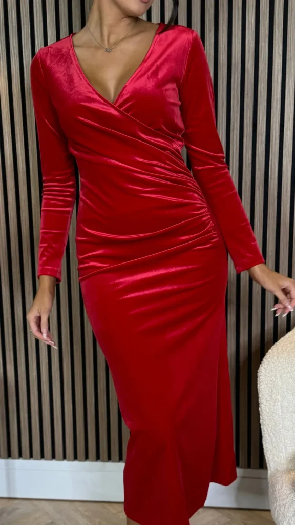 ATTENTIF Going Out Dresses | Occasion Dresses^Edina Red Wrap Effect Midi Dress