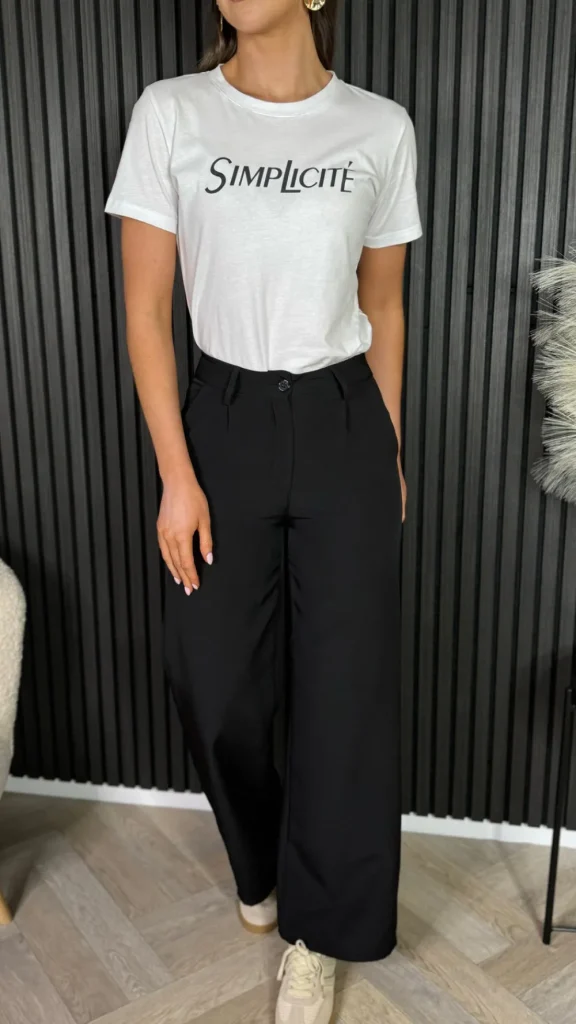 ESTEE BROWN Trousers^Effie Black Wide Leg Trousers
