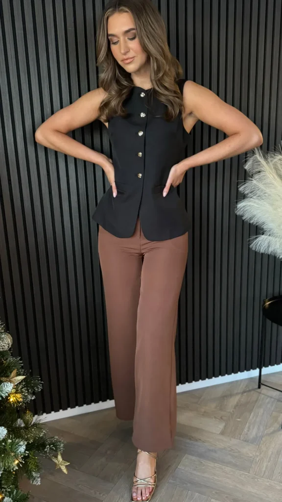 ESTEE BROWN Trousers^Effie Chocolate Brown Wide Leg Trousers