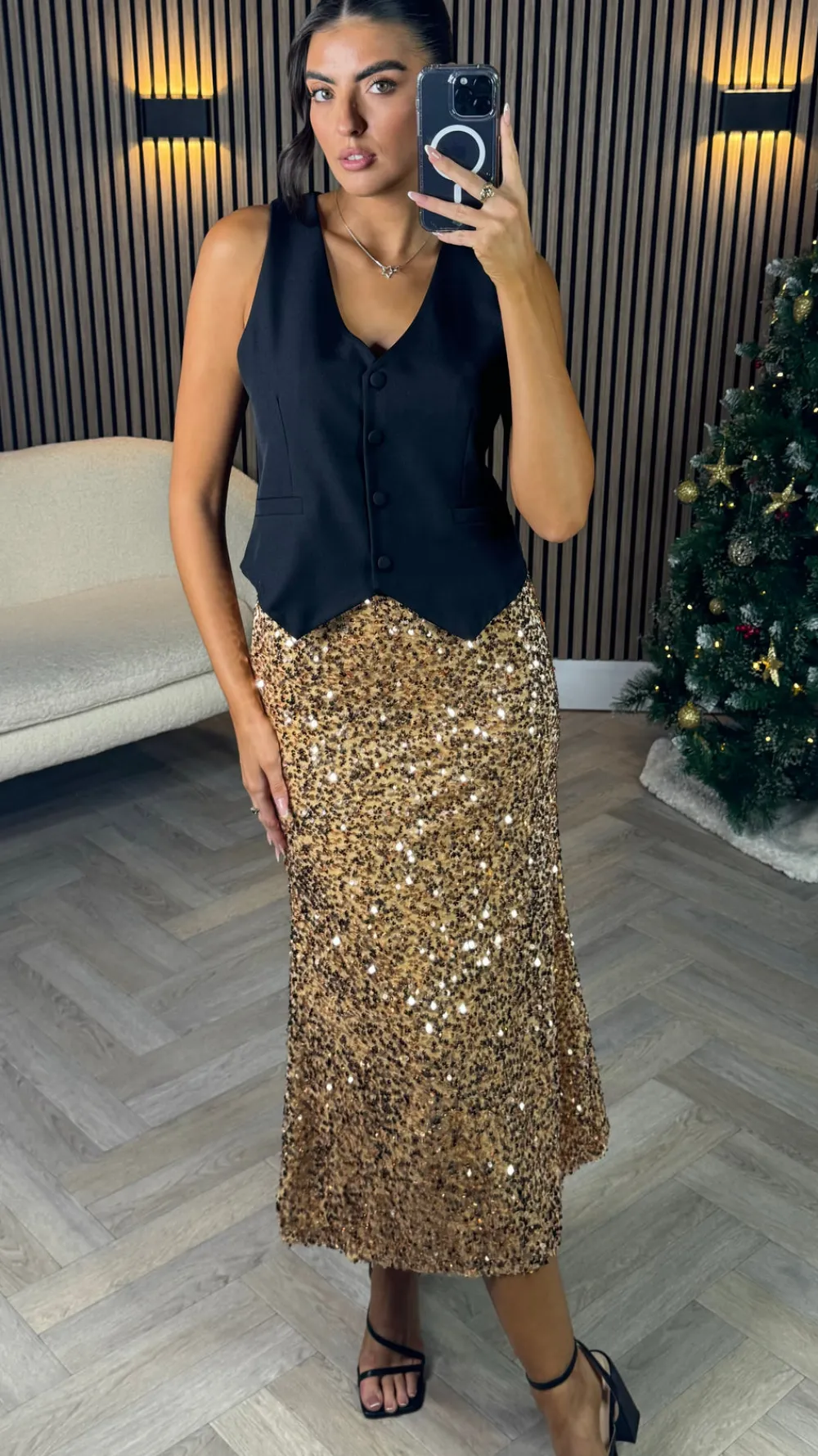 eliza_gold_sequin_midi_sk_6.webp VERA LUCY Skirts & Shorts^Eliza Gold Sequin Midi Skirt