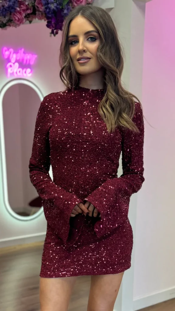 VERA LUCY Going Out Dresses | Occasion Dresses^Ella Burgundy Sequin Mini Dress