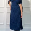 GIRL IN MIND Fitted Dresses | Going Out Dresses^Emiliana Burnout Blue Tie Sleeve Midi Dress