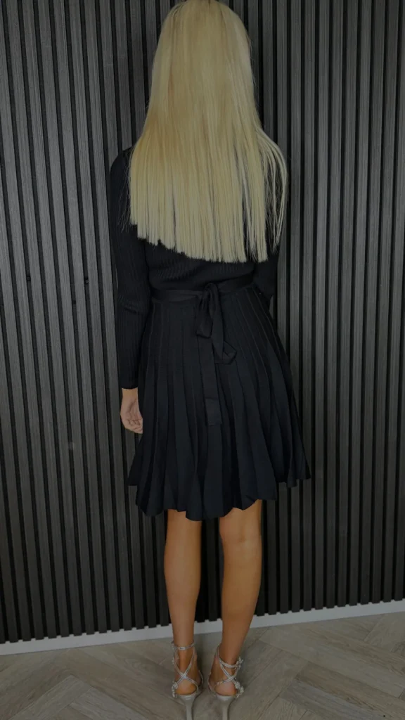 LUCCE Knitwear | Going Out Dresses^Emily Black Embellished Detail Knit Pleated Mini Dress
