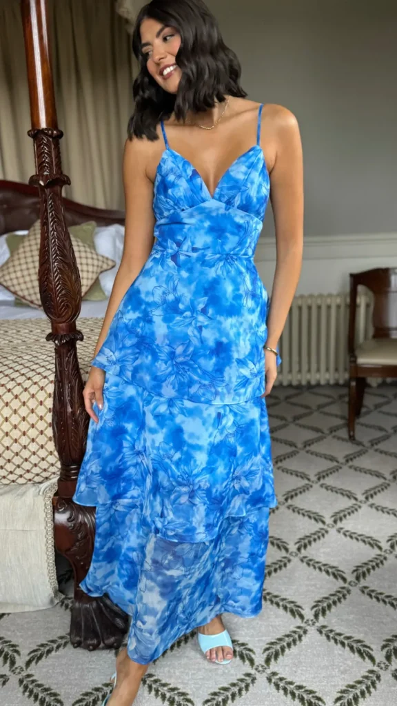 CANDICE FAIRE Going Out Dresses | Occasion Dresses^Emmeline Blue Floral Organza Floral Dye Maxi Dress