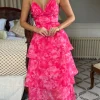 CANDICE FAIRE Occasion Dresses | Maxi Dresses^Emmeline Hot Pink Floral Organza Floral Dye Maxi Dress