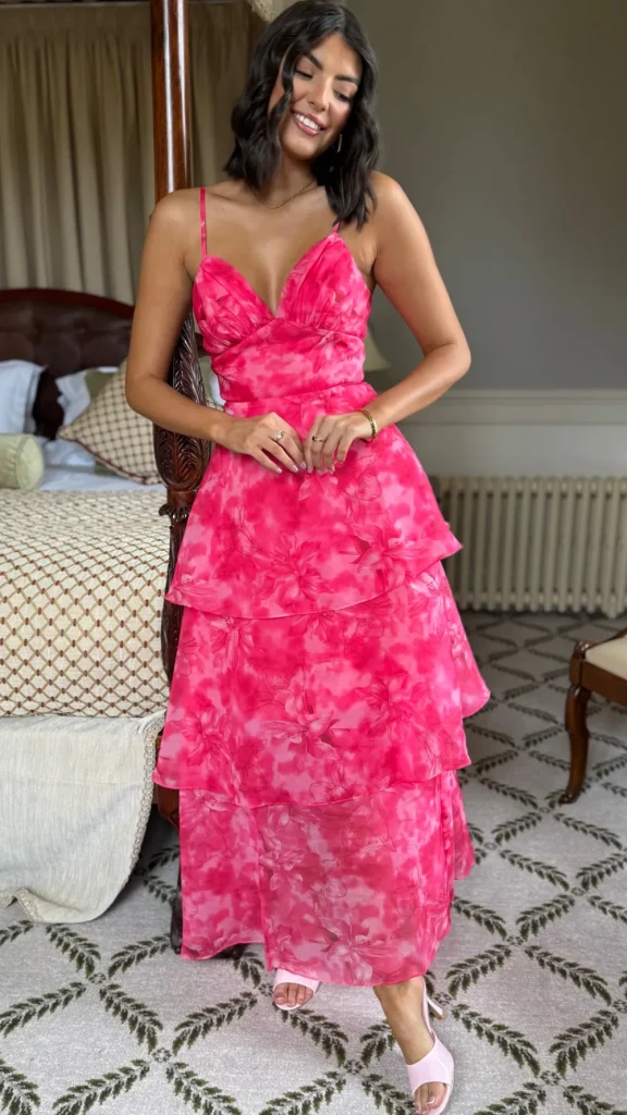 CANDICE FAIRE Occasion Dresses | Maxi Dresses^Emmeline Hot Pink Floral Organza Floral Dye Maxi Dress