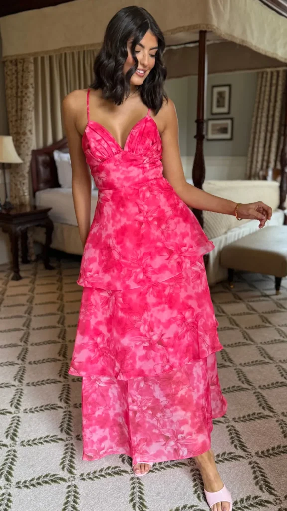 CANDICE FAIRE Occasion Dresses | Maxi Dresses^Emmeline Hot Pink Floral Organza Floral Dye Maxi Dress