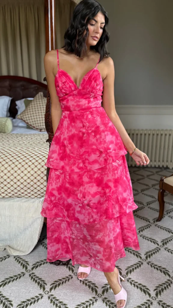 CANDICE FAIRE Occasion Dresses | Maxi Dresses^Emmeline Hot Pink Floral Organza Floral Dye Maxi Dress