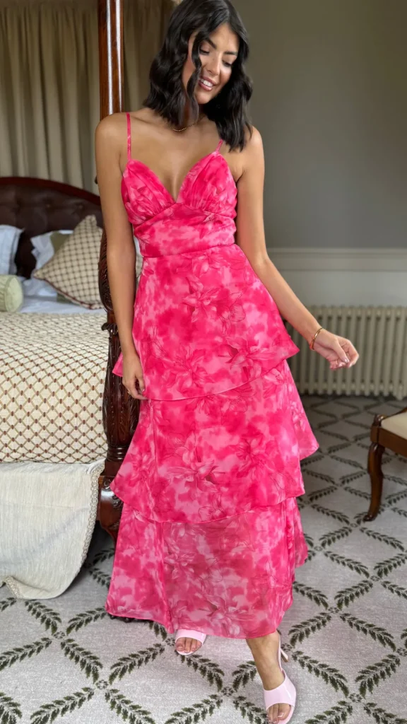 CANDICE FAIRE Occasion Dresses | Maxi Dresses^Emmeline Hot Pink Floral Organza Floral Dye Maxi Dress