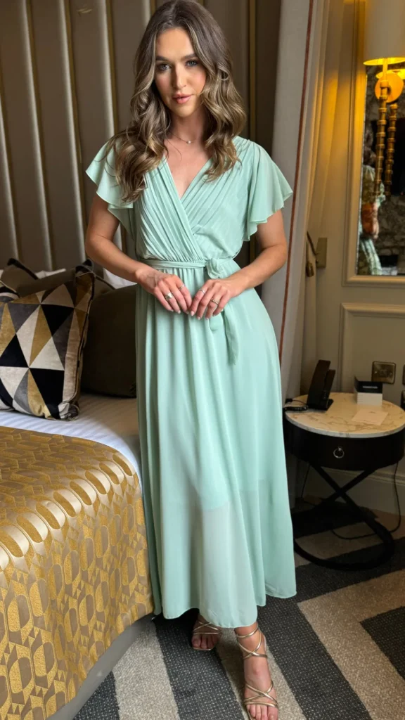 PARIS FASHION SHOPS Going Out Dresses | Occasion Dresses^Esme Green Wrap Style Pleated Midi Dress