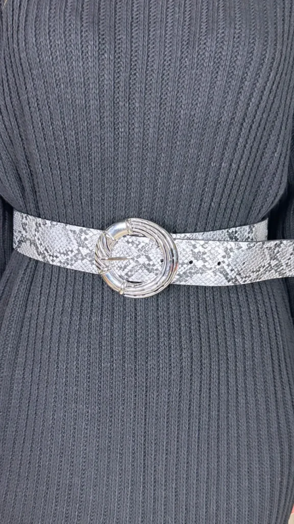 PHANIE MODE Belts^Essie Grey & Black Python Print Belt