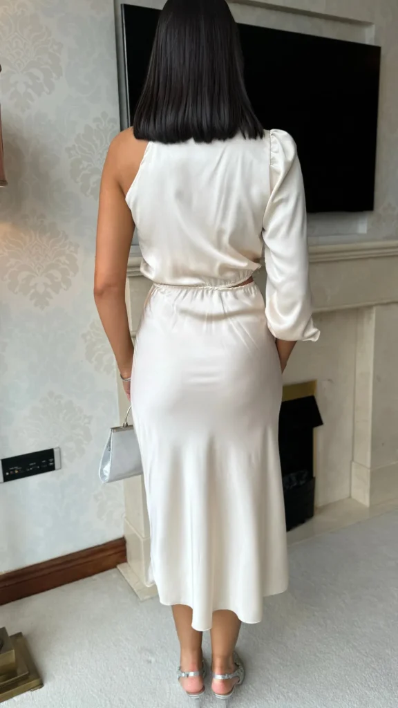LORIANE Fitted Dresses | Going Out Dresses^Estella Beige High Neck One Sleeve Midi Dress