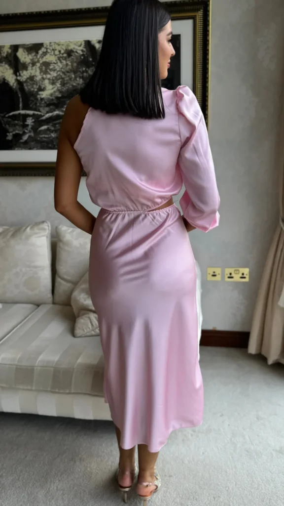 LORIANE Fitted Dresses | Going Out Dresses^Estella Rose Pink High Neck One Sleeve Midi Dress